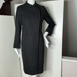 Carolyne Roehm Sz 8 Vintage Gray Soft Wool Snap Button Coat Dress